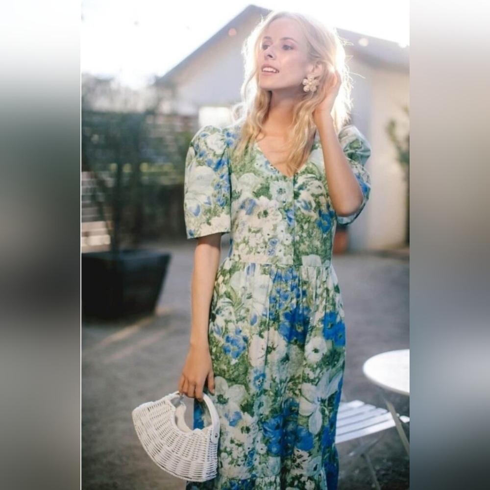 Tuckernuck Jardin de Fleurs Violetta Floral Midi Maxi Dress Large - Picture 2 of 12